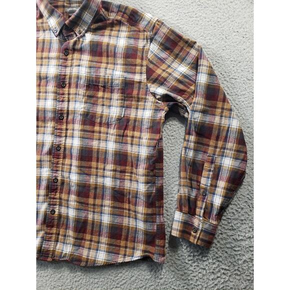 Eddie Bauer Men's Plaid Button Down Shirt - Brown, Gold, White - Picture 3 of 12